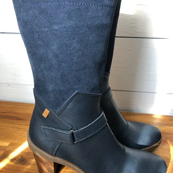 Women's Size 9 El Naturalista Blue Suede Boots - Picture 2 of 6